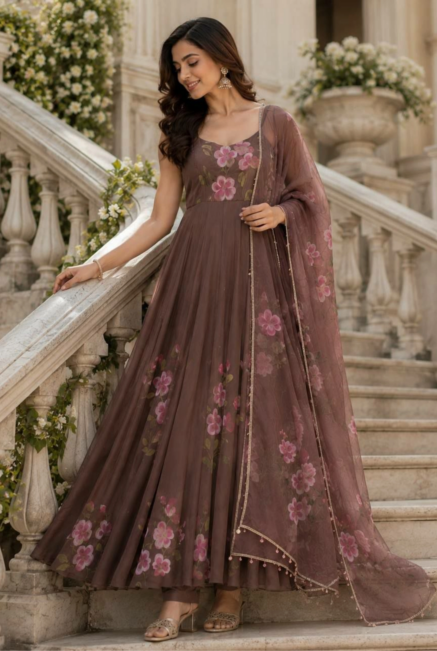 Gulriva Handpainted Anarkali Suit Set