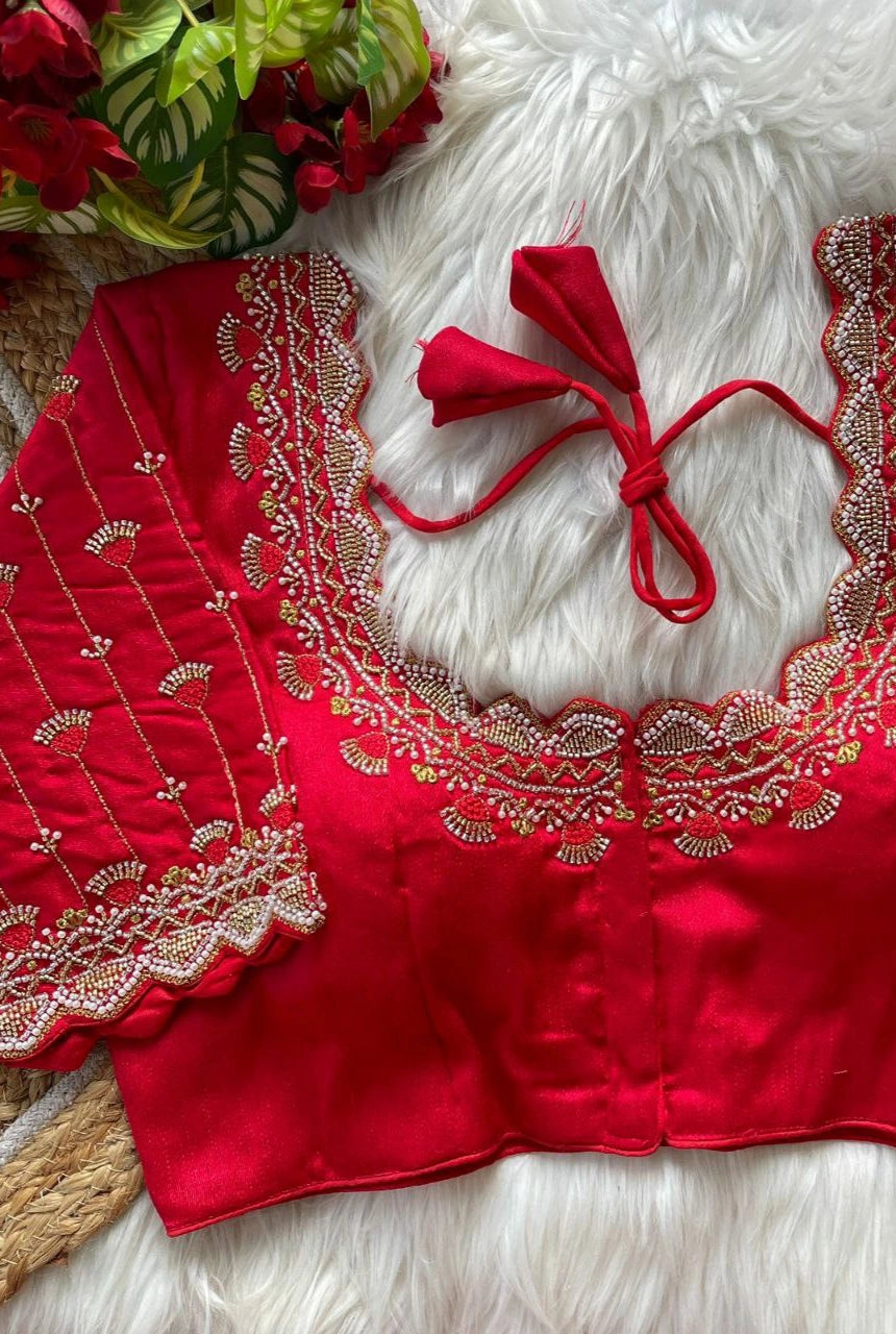 Meher Beads Work Roman Silk Blouse
