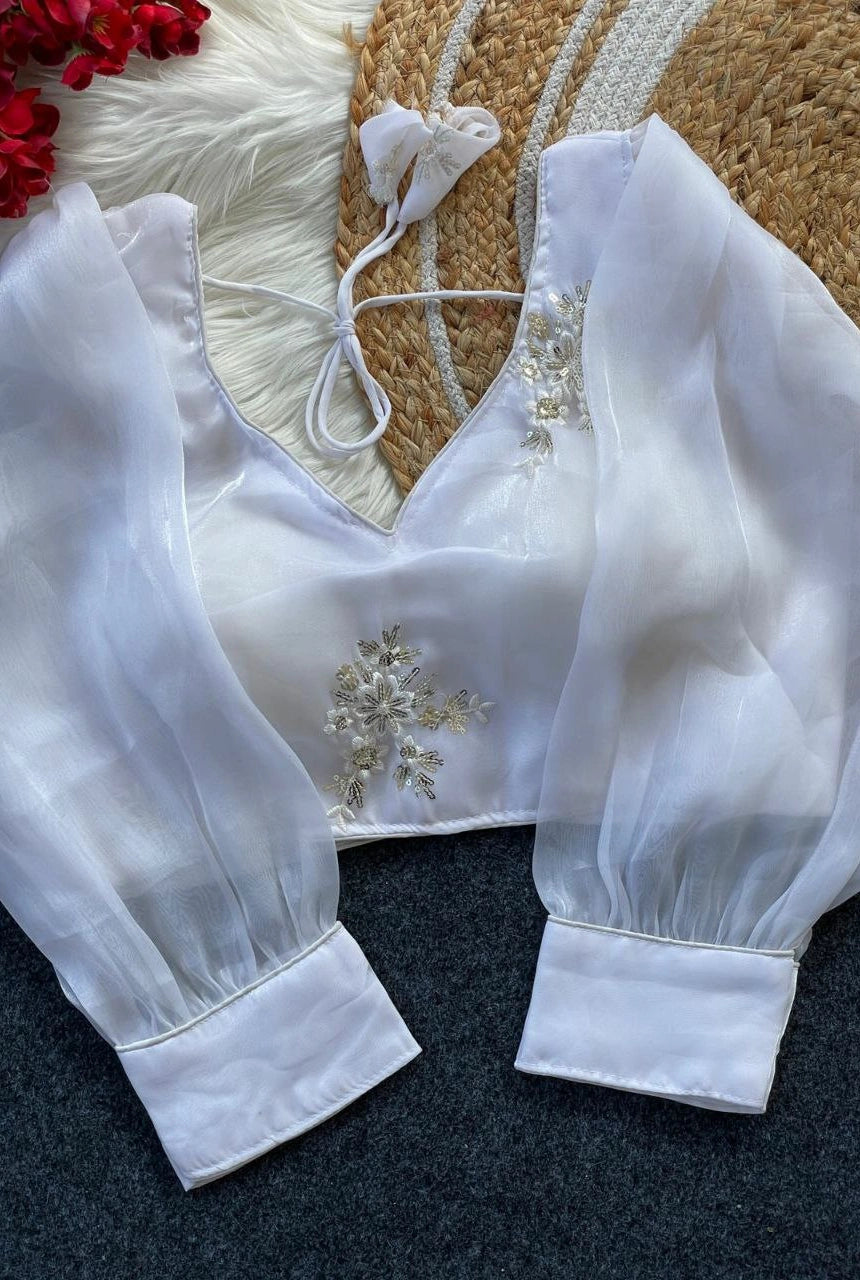 Zimira Organza Embroidered Blouse