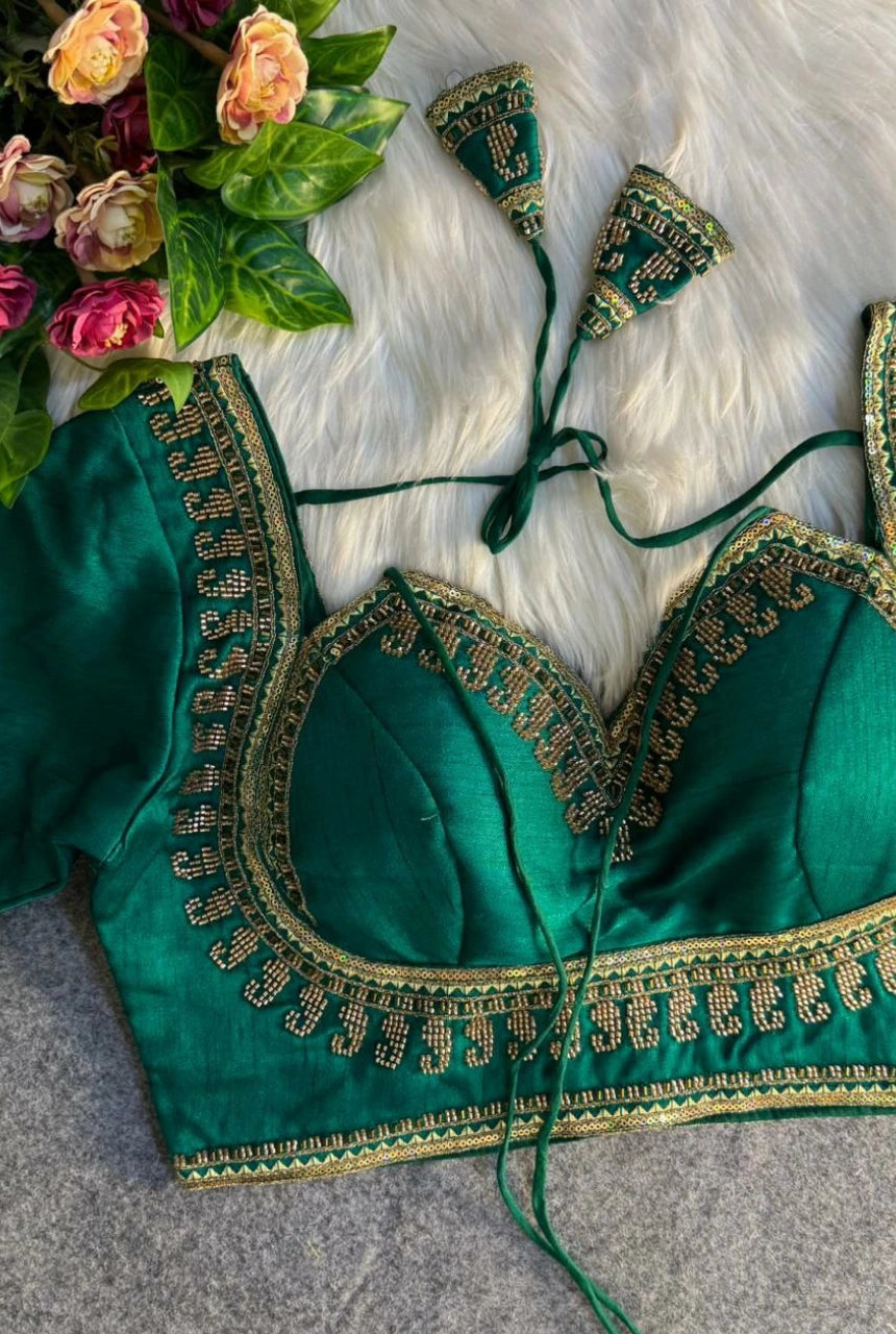 Zareefa Italian Silk Embellished Blouse