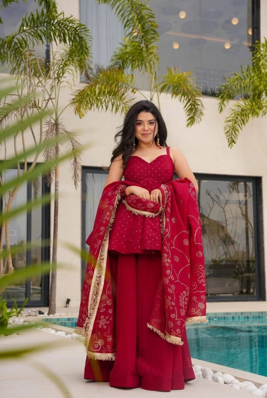 Ziva Mukaish Sharara Set