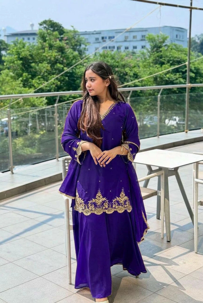 Zareen Embroidered Palazzo Set