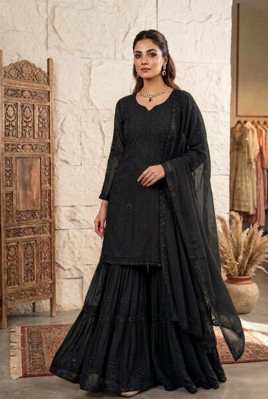 Noir Elan Sharara Set