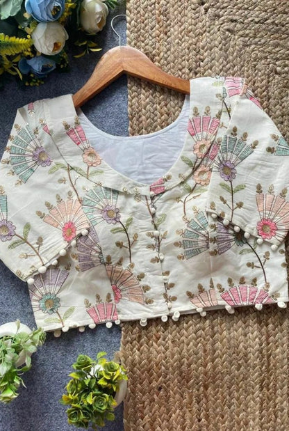 Elowen Embroidered Cambric Cotton Blouse