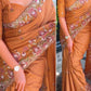 Viscose Slub Silk Embroidered Cutwork Saree