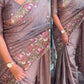 Viscose Slub Silk Embroidered Cutwork Saree