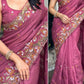 Viscose Slub Silk Embroidered Cutwork Saree