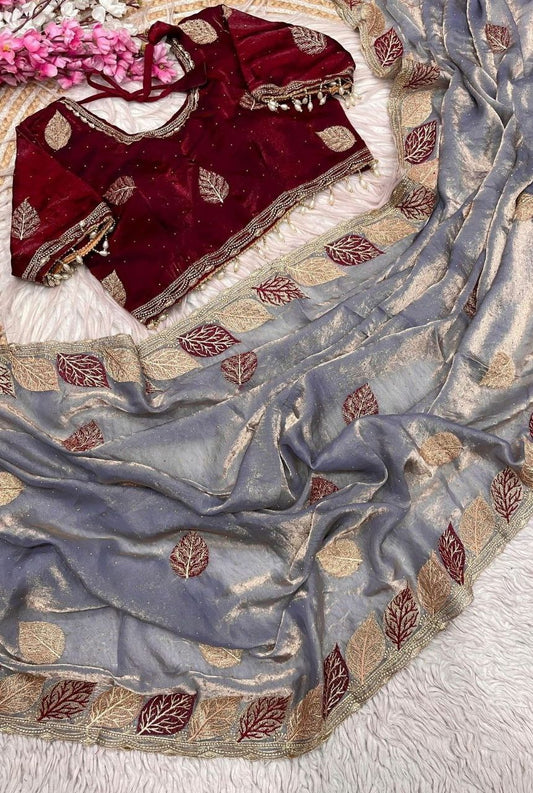 Fendy Satin Celebrity Embroidered Saree