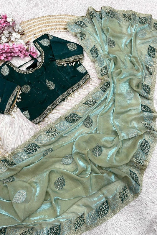 Fendy Satin Celebrity Embroidered Saree