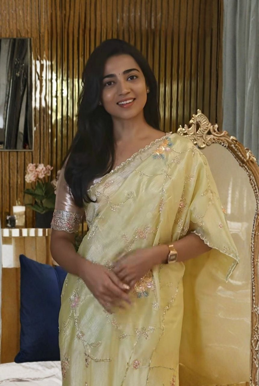 Gold Crush Sequin Embroidered Saree