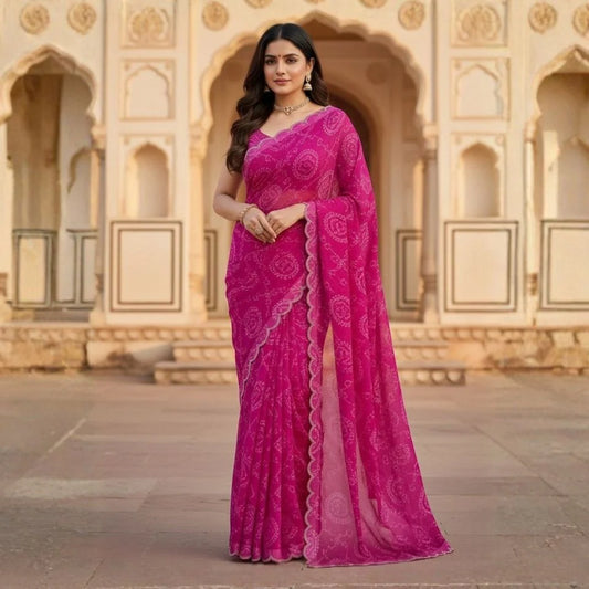 Noor Bandhani Georgette Saree
