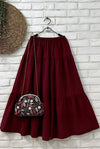 Maroon Aura Flowy Skirt