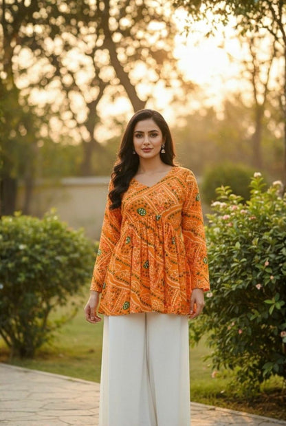 Chic Bandhani Georgette Printed Top