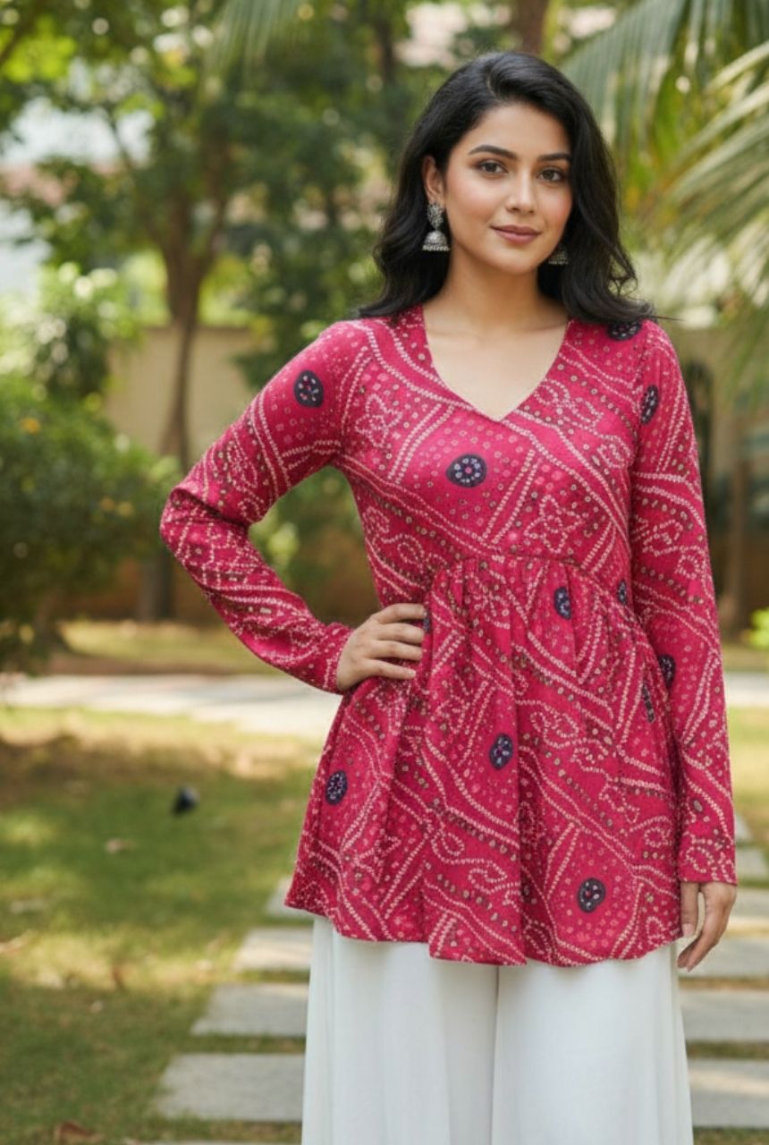 Chic Bandhani Georgette Printed Top