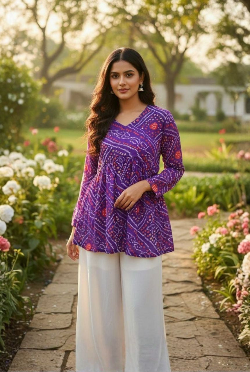 Chic Bandhani Georgette Printed Top