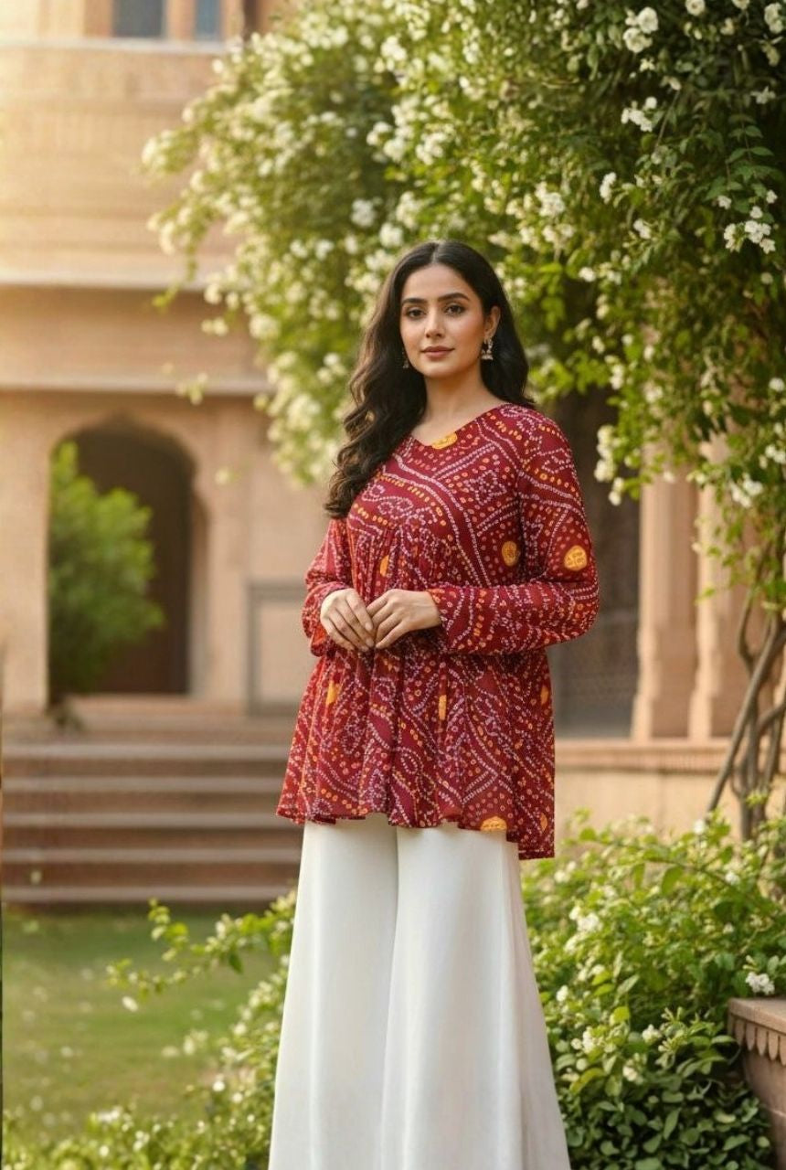 Chic Bandhani Georgette Printed Top