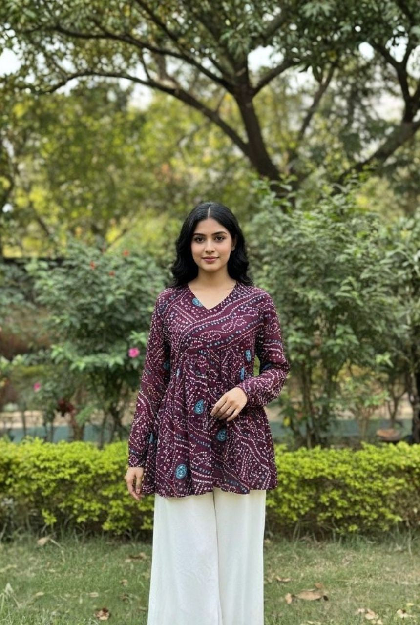 Chic Bandhani Georgette Printed Top