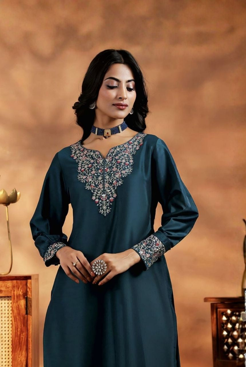 Midnight Shine Vichitra Silk Suit Set