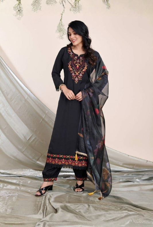 Noir Elegance Viscose Silk Ethnic Set