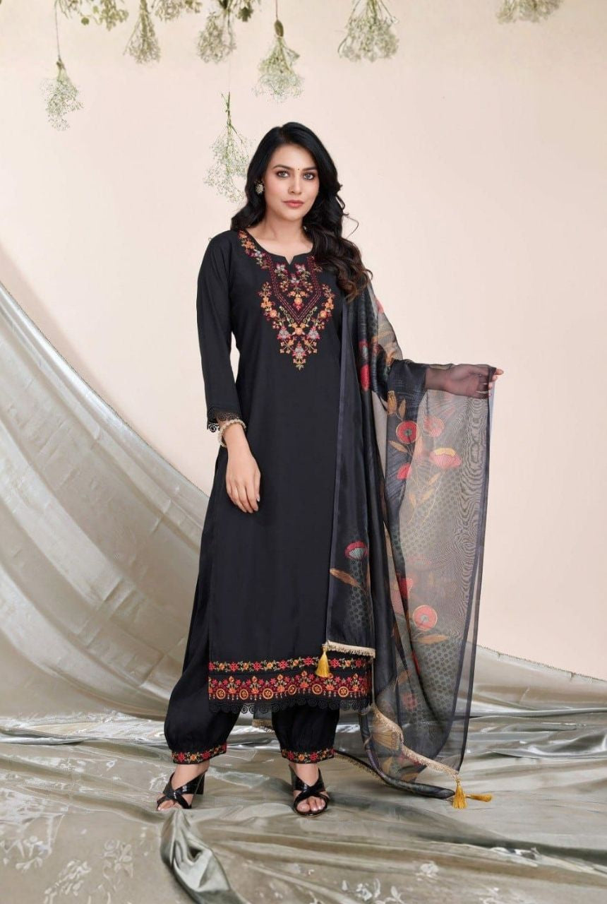 Noir Elegance Viscose Silk Ethnic Set