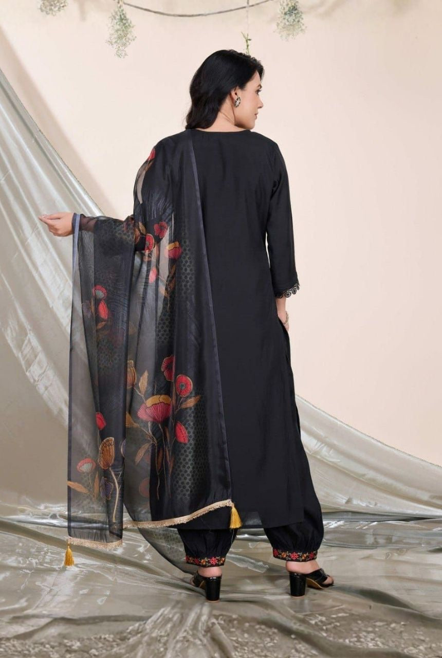 Noir Elegance Viscose Silk Ethnic Set