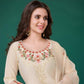 Ivory Florals Viscose Silk Kurti Set