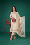 Ivory Florals Viscose Silk Kurti Set