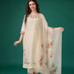 Ivory Florals Viscose Silk Kurti Set