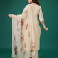Ivory Florals Viscose Silk Kurti Set