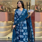 Indigo Bloom Embroidered Rayon Kurti