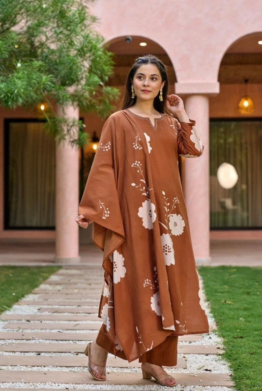 Printed Muslin Kurta Set with Dupatta