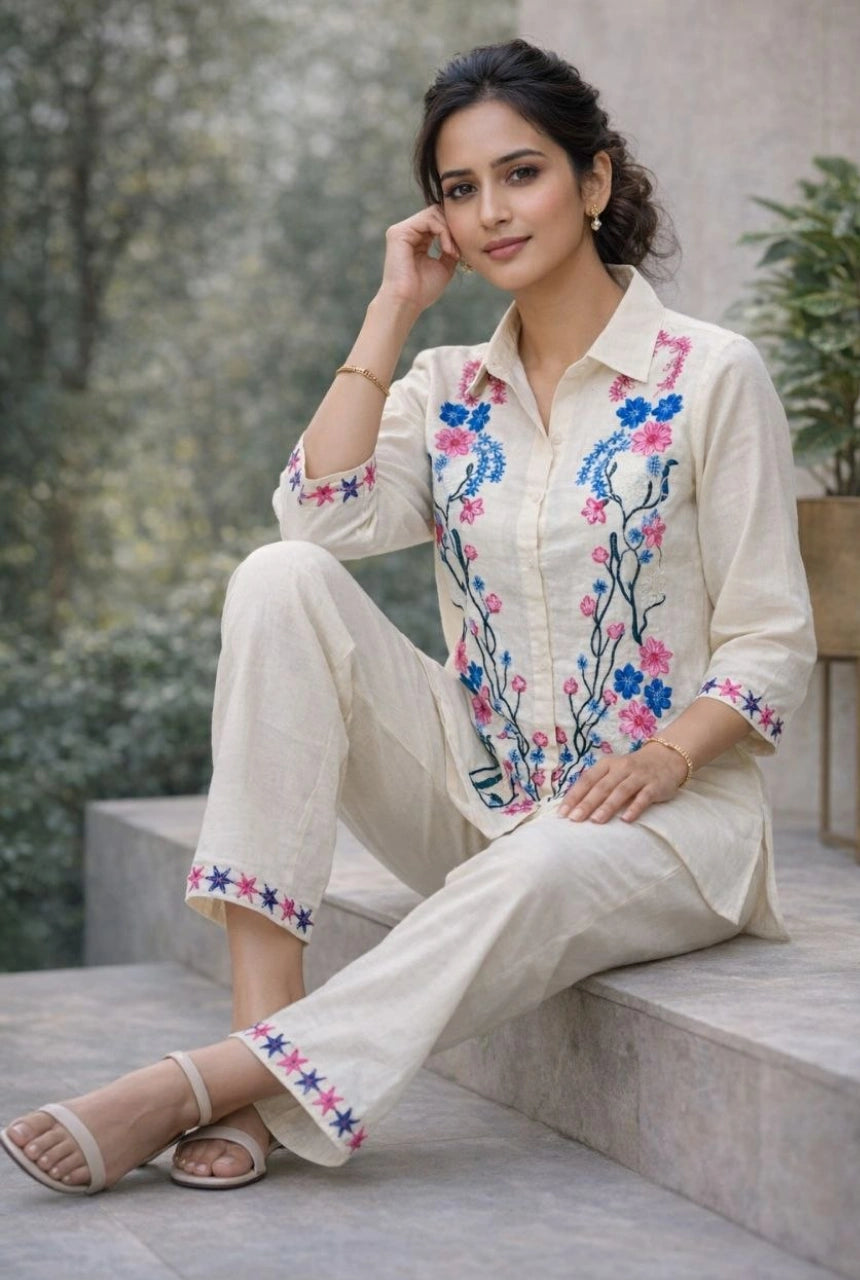 Embroidered Cotton Co-ord Set