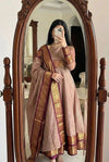 Pattu Cotton Anarkali Set with Jacquard Zari Border