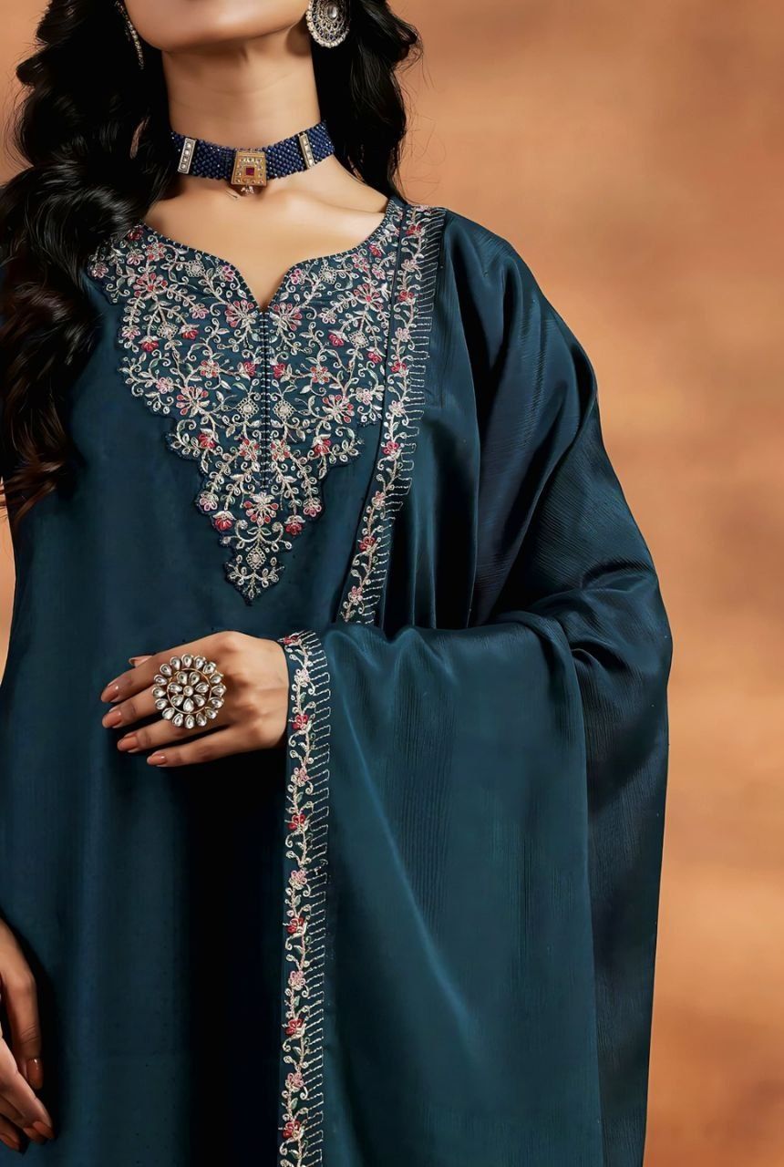 Midnight Shine Vichitra Silk Suit Set