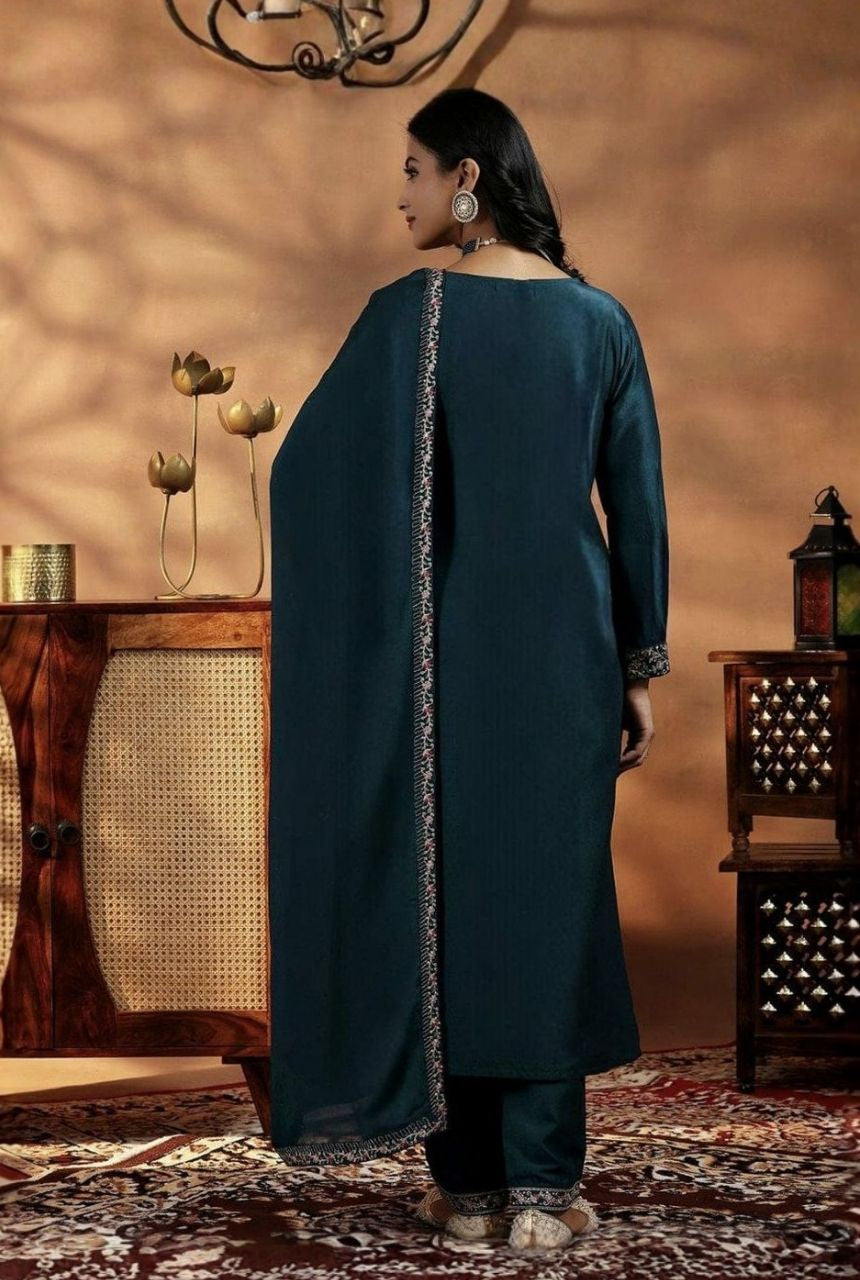 Midnight Shine Vichitra Silk Suit Set