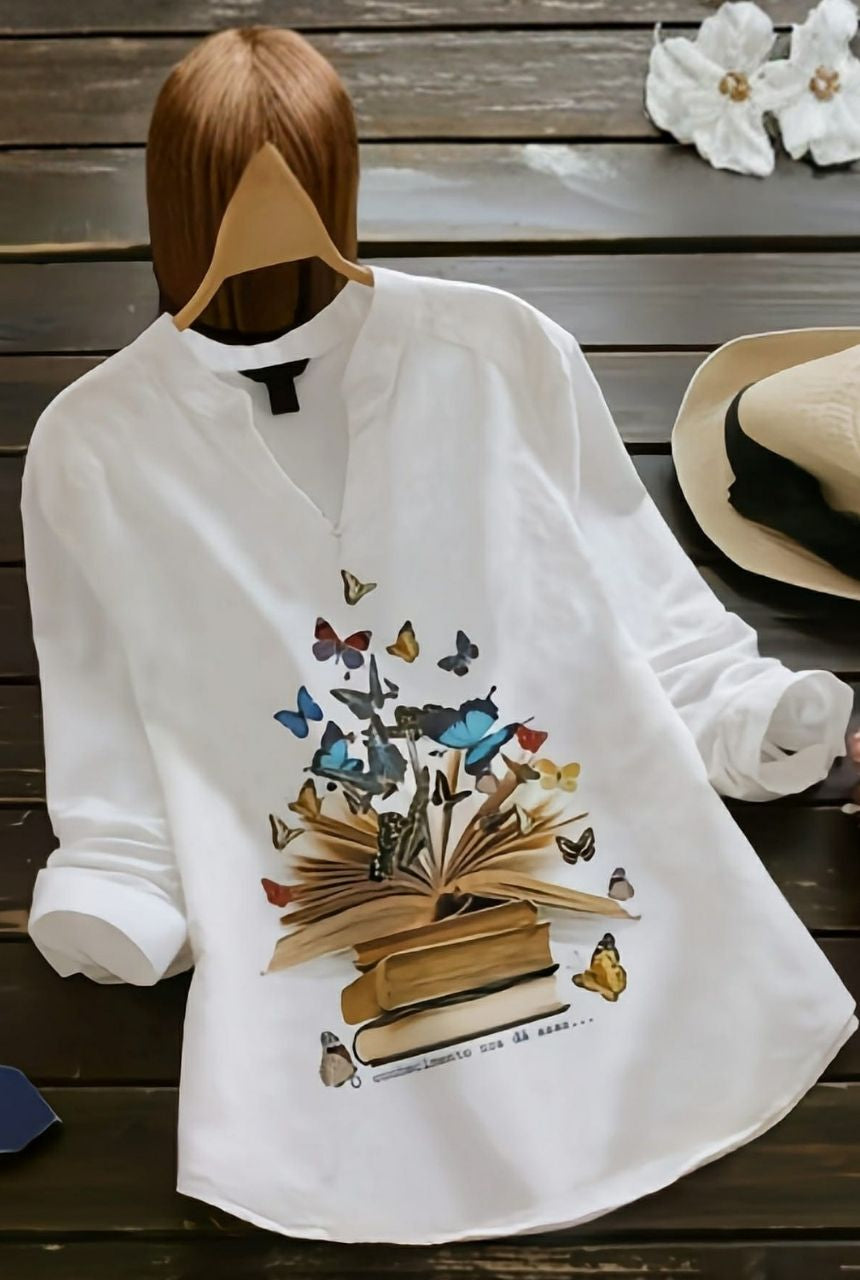 Vintage Books Flutter Rayon Top